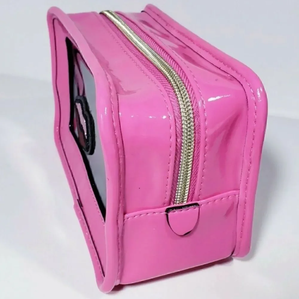 Victoria's Secret Cosmetic Case Clear Pink Patches Beauty Travel Makeup …